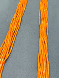 Wonderful Native American Navajo Orange Spiny Oyster Sterling Silver Necklace-Nativo Arts