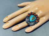 Incredible Vintage Native American Navajo Blue Gem Turquoise Sterling Silver Ring-Nativo Arts