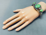 One Of The Best Ever Vintage Native American Navajo Gaspeite Sterling Silver Bracelet-Nativo Arts