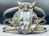 Best Vintage Southwest Sterling Silver Owl Shell Inlay Bracelet