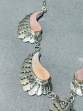 Dropdead Gorgeous Vintage Native American Navajo Pink Shell Sterling Silver Necklace-Nativo Arts