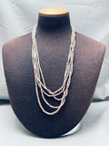 Superior Vintage Navajo Brown White Shell Heshi Sterling Silver Necklace-Nativo Arts