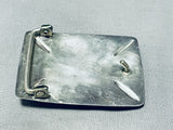 Massive Vintage Native American Navajo 3 Square Turquoise Sterling Silver Buckle-Nativo Arts