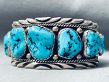 Heavy 78 Grams Vintage Native American Navajo Chunky Turquoise Sterling Silver Bracelet-Nativo Arts