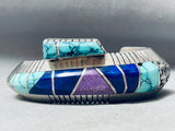 6 Inch Wrist Museum Quality Vintage Native American Navajo Sterling Silver Inlay Bracelet-Nativo Arts