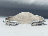 Museum Early Vintage Native American Navajo Turquoise Satellite Sterling Silver Bracelet