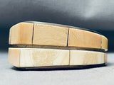 One Of The Best 6 Inch Wrist Vintage Tan Stone Inlay Sterling Silver Bracelet-Nativo Arts