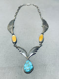 Carlin Turquoise!! Vintage Native American Navajo Sterling Silver Wings Necklace-Nativo Arts