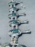 Dropdead Fab Vintage Native American Navajo Turquoise Sterlign Silver Squash Blossom Necklace-Nativo Arts