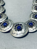 Statement Vintage Native American Navajo Lapis Sterling Silver Shadowbox Pillow Necklace-Nativo Arts