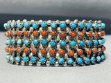 One Of The Best Ever Vintage Native American Zuni Turquoise Coral Sterling Silver Bracelet-Nativo Arts