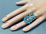 Flower Turquoise Vintage Native American Navajo Sterling Silver Ring