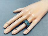 Artistic Vintage Native American Navajo Turquoise Chip Inlay Sterling Silver Ring-Nativo Arts