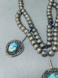 One Of The Most Luxurious Vintage Native American Navajo Turquoise Sterling Silver Necklace-Nativo Arts