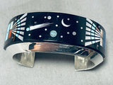 Best 5.5 Inch Wrist Vintage Native American Navajo Turquoise Sterling Silver Bracelet Inlay-Nativo Arts