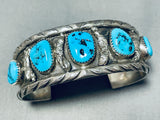 Marvelous Vintage Native American Navajo 5 Sleeping Beauty Turquoise Sterling Silver Bracelet-Nativo Arts