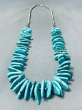 Magnificent 96 Grams Native American Navajo Easter Blue Turquoise Sterling Silver Necklace-Nativo Arts