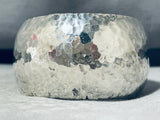 Impressive Native American Navajo Signed Hammered Sterling Silver Gigantic Bracelet-Nativo Arts