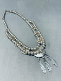 Dangling Feathers Vintage Native American Navajo Sterling Silver Necklace-Nativo Arts