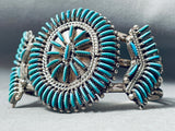 One Of Best Ever Vintage Native American Zuni Needle Turquoise Sterling Silver Cluster Bracelet-Nativo Arts