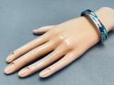6.5 Inch Wrist Vintage Native American Zuni Turquoise Inlay Sterling Silver Bracelet-Nativo Arts