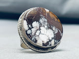 Huge Vintage Native American Navajo Circle Agate Sterling Silver Ring-Nativo Arts