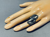Stunning Vintage Native American Navajo White Buffalo Sterling Silver Eugene Crawford Ring-Nativo Arts