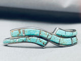 Unique Swirling Spiderweb Turquoise Inlay Vintage Native American Navajo Sterling Bracelet-Nativo Arts