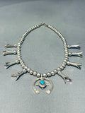 Dropdead Fab!! Vintage Native American Navajo Turquoise Sterling Silver Squash Blossom Necklace-Nativo Arts