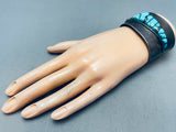 One Of Most Unique Ever Vintage Native American Navajo Turquoise Inlay Sterling Silver Bracelet-Nativo Arts