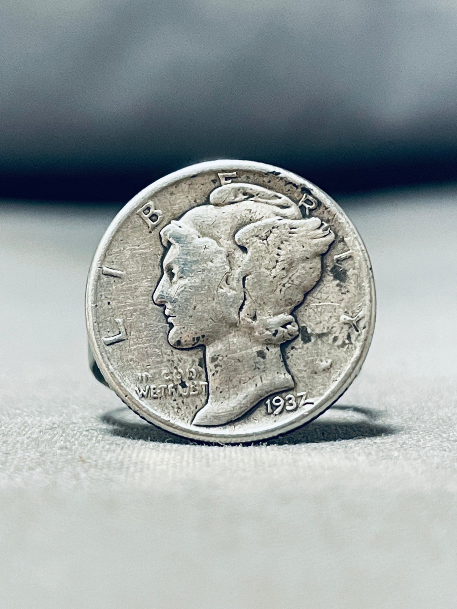 Daime Rind Best Vintage Native American Navajo Sterling Silver Mercury Dime Ring ...
