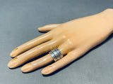 Tremendous Native American Navajo Sterling Silver Drum Band Ring-Nativo Arts