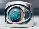 One Of Coolest Vintage Native American Navajo Morenci Turquoise Sterling Silver Bracelet-Nativo Arts