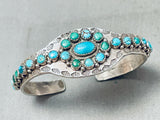 Museum Early Vintage Native American Navajo Turquoise Satellite Sterling Silver Bracelet