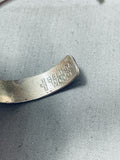 Belinda Woody Cross Vintage Native American Navajo Sterling Silver Concho Bracelet