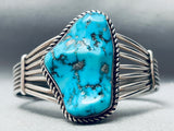 Chunky Morenci Vintage Native American Navajo Sterling Silver Turquoise Bracelet-Nativo Arts