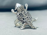 Amazing Vintage Native American Navajo Sterling Silver Southwestern Toad Ring-Nativo Arts