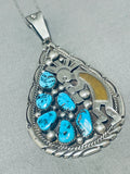 Special Vintage Native American Navajo Sleeping Beauty Sterling Silver, 12kgf Kokopelli Necklace-Nativo Arts