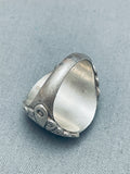 One Of The Most Intricate Vintage Native American Navajo Opal Sterling Silver Inlay Ring-Nativo Arts
