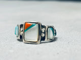 Charming Vintage Native American Navajo Mother Of Pearl Sterling Silver Band Ring-Nativo Arts