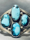 Blue Medicine Mine Vintage Native American Navajo Turquoise Sterling Silver Bracelet-Nativo Arts