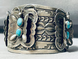 123 Gram Jaw Dropping Navajo Turquoise Sterling Silver Butterfly Bracelet-Nativo Arts