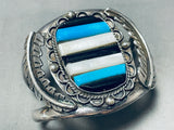 Gasp! Stacked Inlay Vintage Native American Navajo Turquoise Sterling Silver Bracelet-Nativo Arts