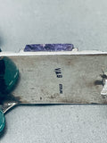 Museum Quality Vintage Native American Navajo Sterling Silver Inlay Croc Belt-Nativo Arts