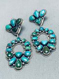Important Vintage Native American Navajo Cerrillos Turquoise Sterling Silver Earrings-Nativo Arts