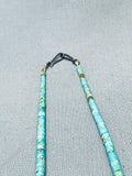 Early 1900;s Vintage Native American Navajo Graduating Turquoise Heishi Sterling Silver Necklace-Nativo Arts