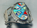One Of The Coolest Vintage Native American Navajo Turquoise Opal Inlay Sterling Silver Bracelet-Nativo Arts