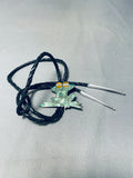 Sammy Smith Frog Vintage Native American Navajo Turquoise Inlay Sterling Silver Bolo Tie-Nativo Arts