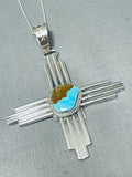 Amazing Native American Navajo Turquoise Sterling Silver Zia Rob Yellowhorse Necklace-Nativo Arts