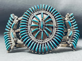 One Of Best Ever Vintage Native American Zuni Needle Turquoise Sterling Silver Cluster Bracelet-Nativo Arts